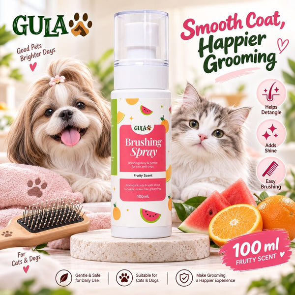 GULAPAWS Anti Kusut Kucing Anjing Brushing Spray Fruit Scent 100ml Grooming Pet Care Tidak ada merek 