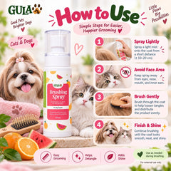 GULAPAWS Anti Kusut Kucing Anjing Brushing Spray Fruit Scent 100ml Grooming Pet Care Tidak ada merek 