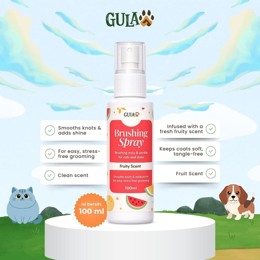 GULAPAWS Anti Kusut Kucing Anjing Brushing Spray Fruit Scent 100ml Grooming Pet Care Tidak ada merek 
