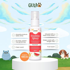 GULAPAWS Anti Kusut Kucing Anjing Brushing Spray Fruit Scent 100ml Grooming Pet Care Tidak ada merek 