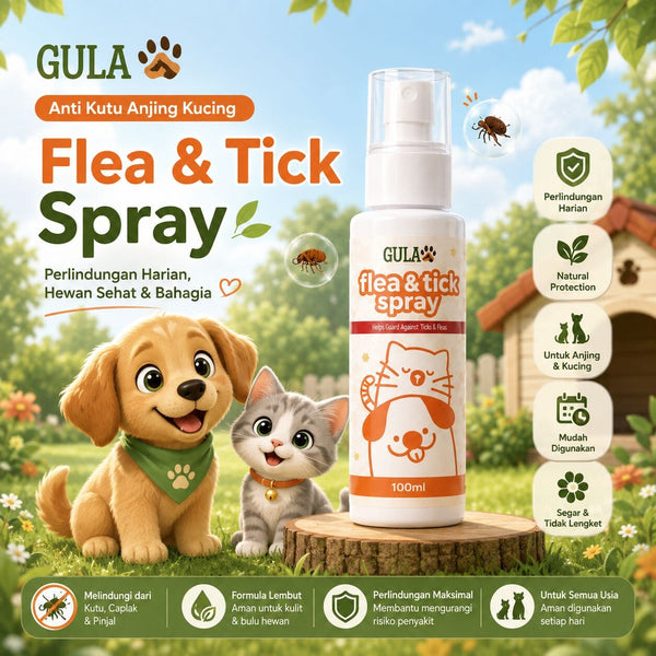 GULAPAWS Anti Kutu Anjing Kucing Flea and Tick Spray 100ml no type Tidak ada merek 