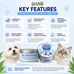 GULAPAWS Bedak Anjing Kucing Noda Mata Tear Stain Powder 25gr Grooming Pet Care Tidak ada merek 