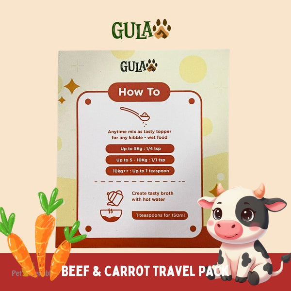 GULAPAWS Kaldu Anjing Kucing Beef Carrot Extract Broth Powder Travel Pack 5GR Pet Vitamin & Supplement Gulapaws 