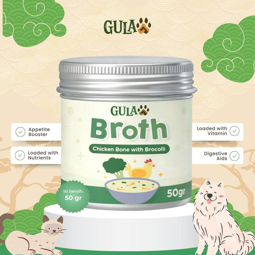 GULAPAWS Kaldu Anjing Kucing Chicken Broccoli Extract Broth Powder 50gr no type Tidak ada merek 