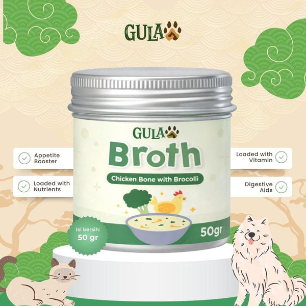 GULAPAWS Kaldu Anjing Kucing Chicken Broccoli Extract Broth Powder 50gr no type Tidak ada merek 