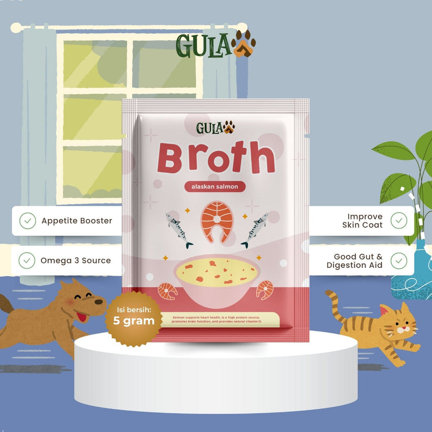 GULAPAWS Kaldu Anjing Kucing Salmon Broth Powder Travel Pack 5gr Pet Vitamin & Supplement Gulapaws 