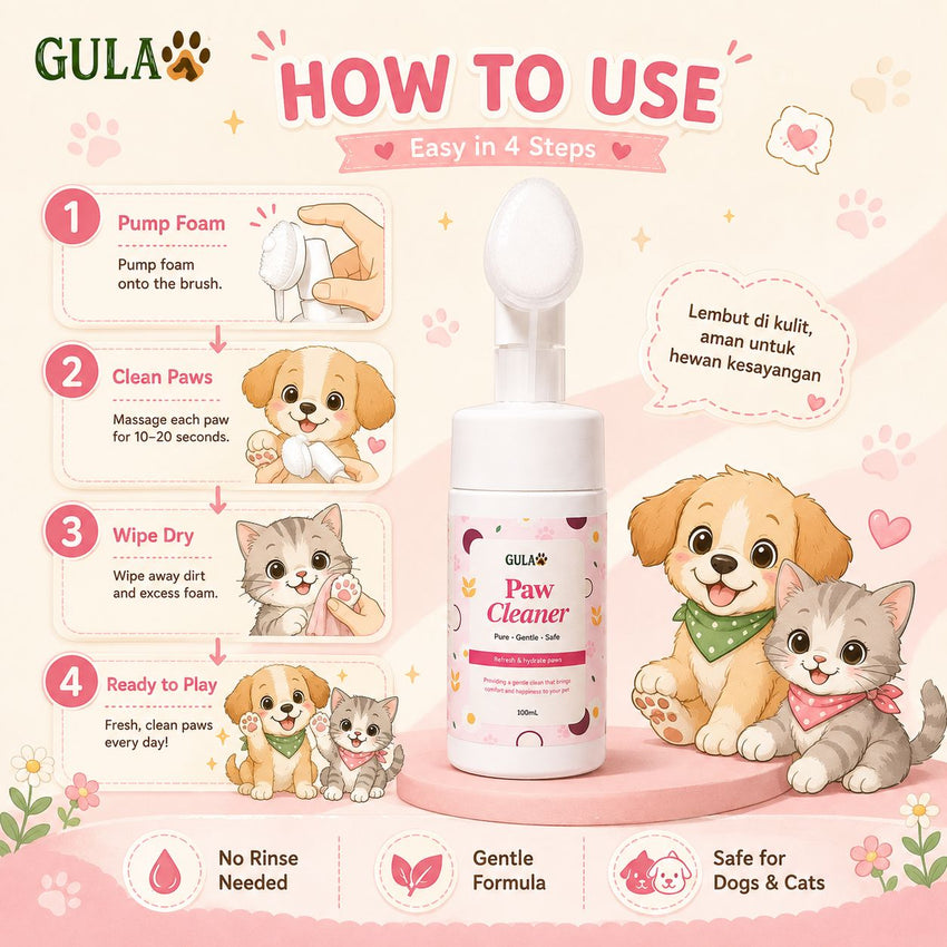 GULAPAWS Pembersih Kaki Anjing Kucing Paw Cleaner 100ml Grooming Pet Care Tidak ada merek 