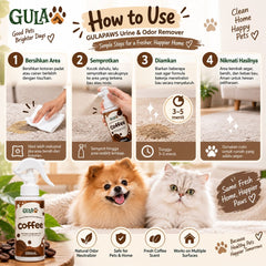GULAPAWS Penghilang Bau Urine and Odor Remover Coffee 250ml Dog Sanitation Tidak ada merek 