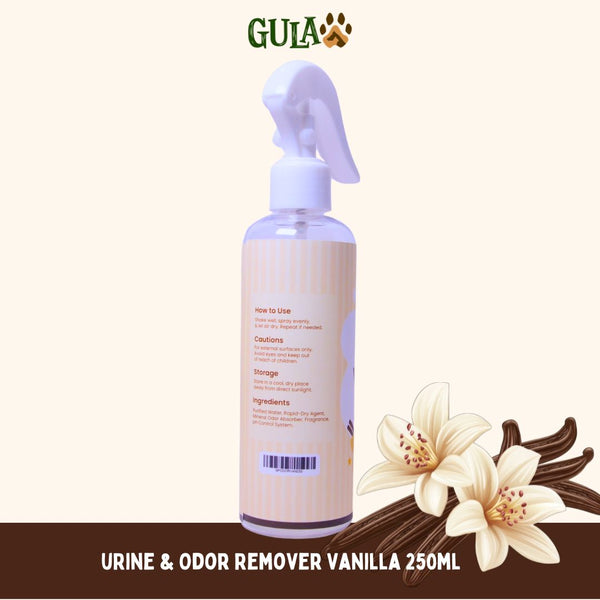 GULAPAWS Penghilang Bau Urine and Odor Remover Vanilla 250ml Dog Sanitation Gulapaws 