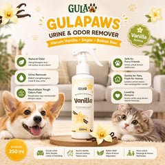 GULAPAWS Penghilang Bau Urine and Odor Remover Vanilla 250ml Dog Sanitation Tidak ada merek 