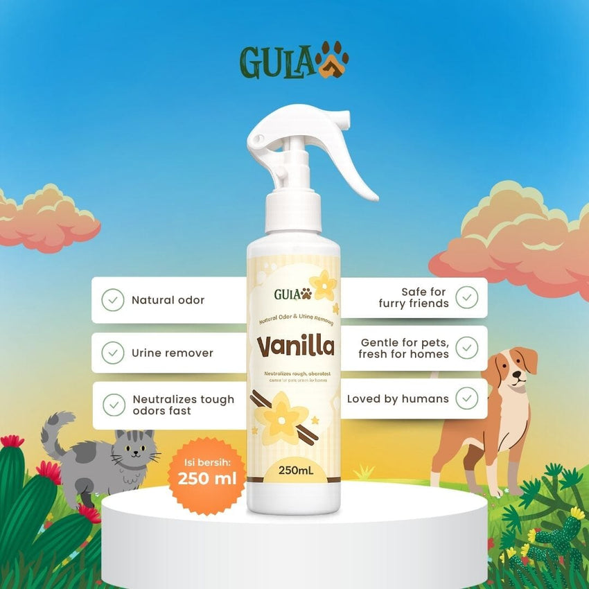 GULAPAWS Penghilang Bau Urine and Odor Remover Vanilla 250ml Dog Sanitation Tidak ada merek 