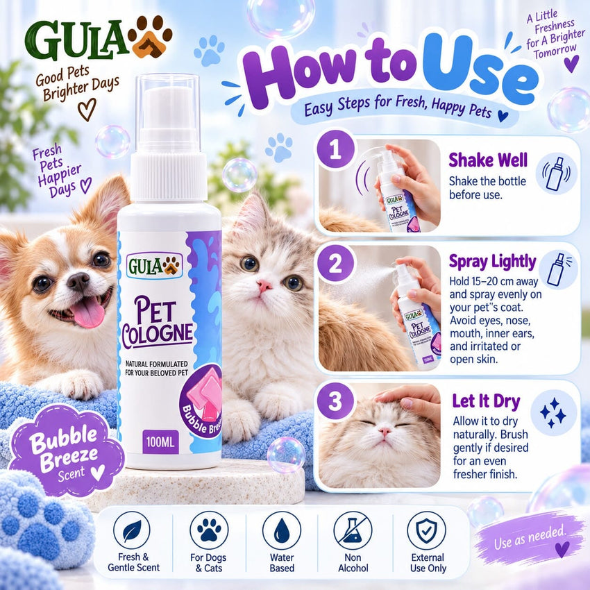 GULAPAWS Pet Cologne Bubble Breeze 100ml Grooming Pet Care Tidak ada merek 