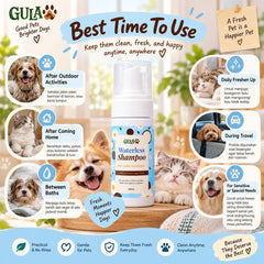 GULAPAWS Shampoo Kucing Anjing Waterless Shampoo 100ml Grooming Shampoo and Conditioner Tidak ada merek 