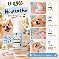 GULAPAWS Shampoo Kucing Anjing Waterless Shampoo 100ml Grooming Shampoo and Conditioner Tidak ada merek 
