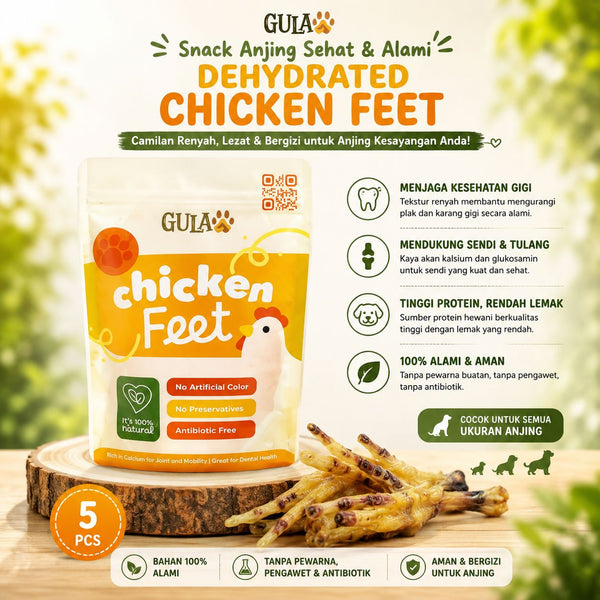 GULAPAWS Snack Anjing Dehydrated Chicken Feet 5pcs no type Tidak ada merek 