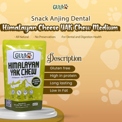 GULAPAWS Snack Anjing Dental Himalayan Cheese YAK Chew Medium Dog Dental Chew Gulapaws 