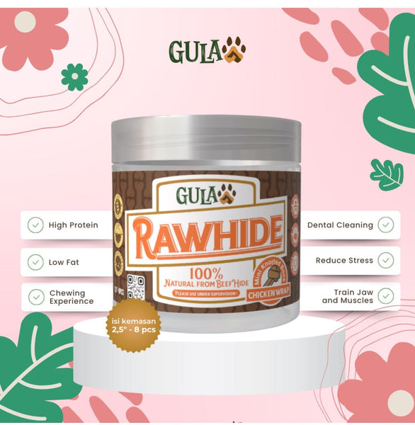 GULAPAWS Snack Anjing Dental Rawhide Mini Knotted Bone Chicken Wrap 8pcs no type Tidak ada merek 