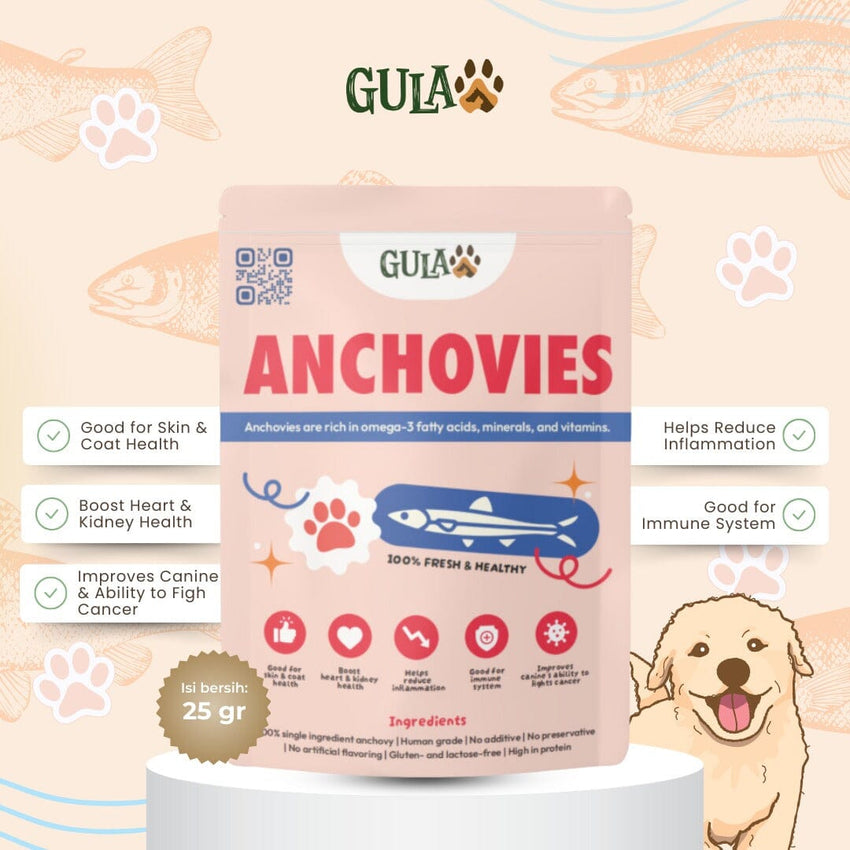 GULAPAWS Snack Anjing Kucing Dried Crunchy Anchovies 25GR no type NoBrand 
