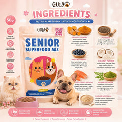 GULAPAWS Vitamin Anjing Kucing Senior Superfood Mix 50gr pet vitamin & supplement Tidak ada merek 