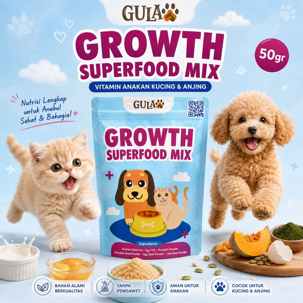 GULAPAWS Vitamin Kucing Anjing Anakan Growth Superfood Mix 50gr pet vitamin & supplement Tidak ada merek 