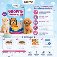 GULAPAWS Vitamin Kucing Anjing Anakan Growth Superfood Mix 50gr pet vitamin & supplement Tidak ada merek 