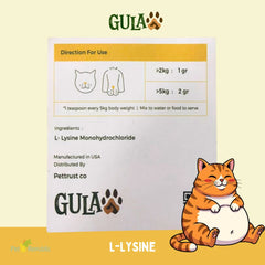 GULAPAWS Vitamin Kucing Anjing L-Lysine Immune and Metabolism Support Travel 10gr Pet Vitamin & Supplement Tidak ada merek 