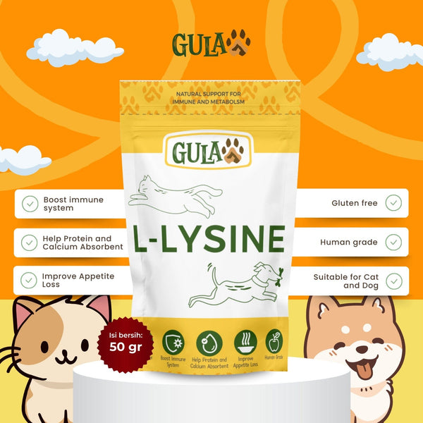 GULAPAWS Vitamin Kucing Anjing L-Lysine Immune Support 50gr no type Tidak ada merek 