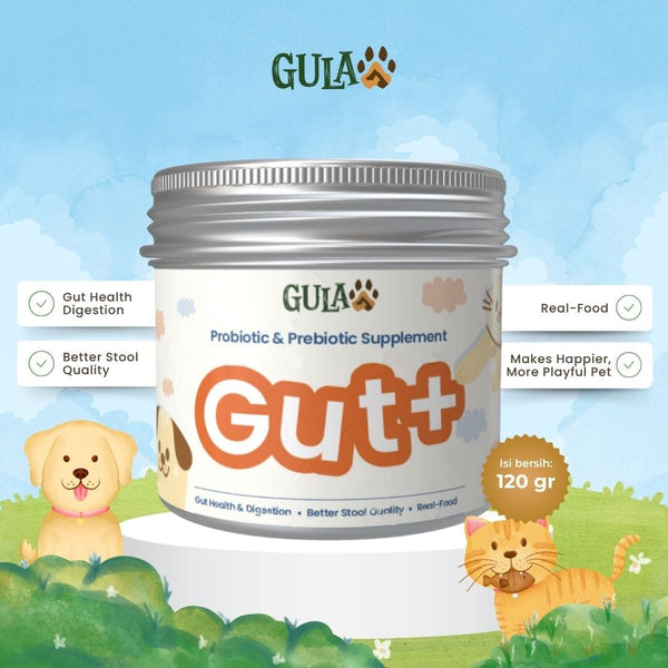 GULAPAWS Vitamin Pencernaan Kucing Anjing Probiotic Gut+ 120gr Pet Vitamin & Supplement Tidak ada merek 
