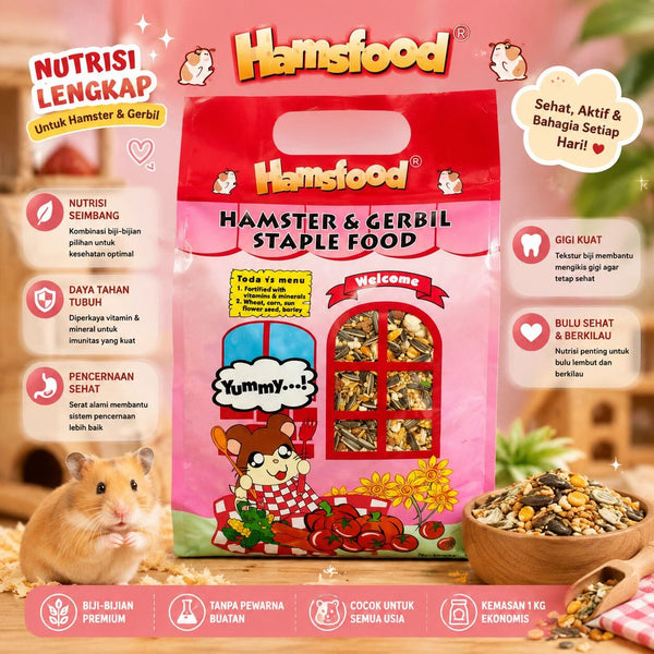 HAMSFOOD Makanan Hamster Gerbil Staple Food 1kg no type Tidak ada merek 