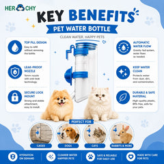 HERCHY Botol Minum H220 Pet Water Feeder Blue 400ml Pet Drinking Herchy 