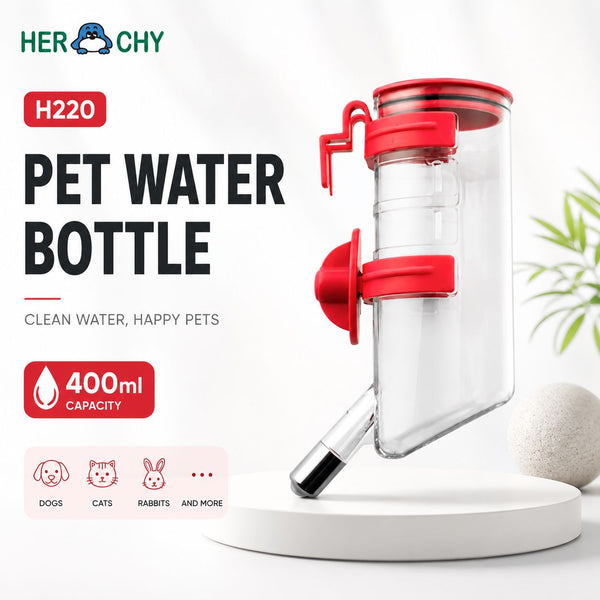 HERCHY H220 Botol Minum Pet Water Feeder Red 400ml Pet Drinking Herchy 
