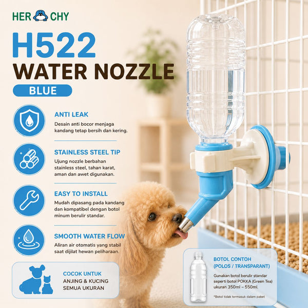HERCHY H522 Kepala Botol Air Pet Water Nozzle BLUE Pet Drinking Tidak ada merek 
