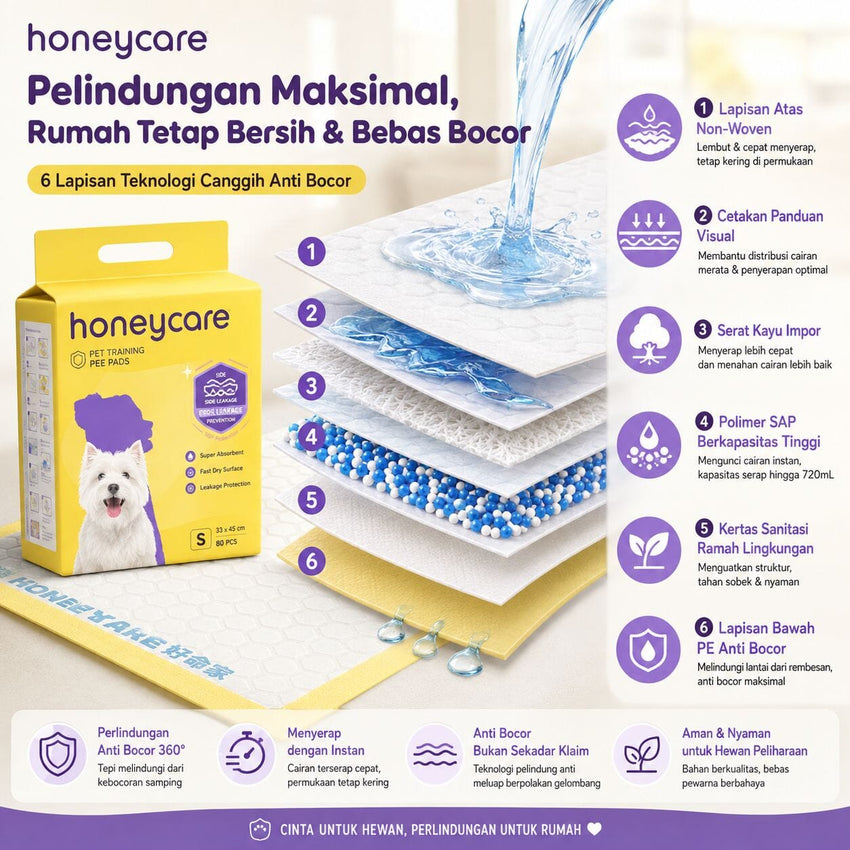 HONEYCARE Pet Training Pad Side Leakage Prevention Large Dog Sanitation Tidak ada merek 