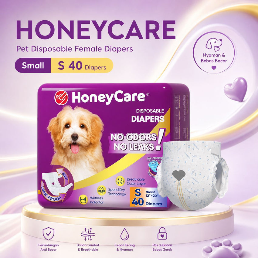 HONEYCARE Popok Anjing Betina Pet Disposable Female Diapers Small 40pcs Dog Sanitation NoBrand 