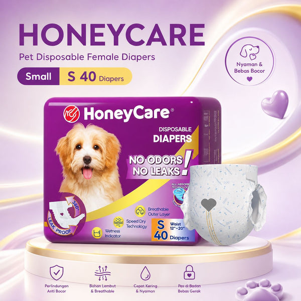 HONEYCARE Popok Anjing Betina Pet Disposable Female Diapers Small 40pcs Dog Sanitation NoBrand 