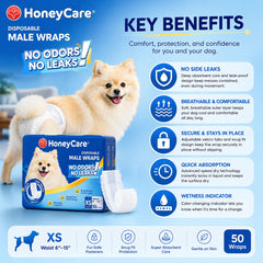 HONEYCARE Popok Anjing Jantan Pet Disposable Male Wrap L 50pcs Dog Sanitation NoBrand 