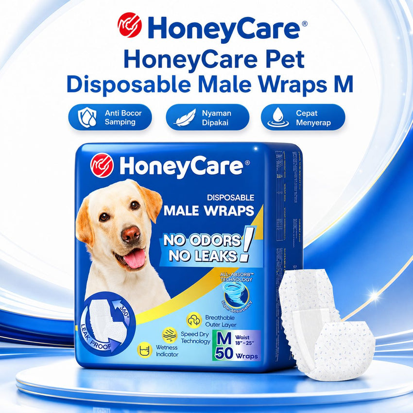 HONEYCARE Popok Anjing Jantan Pet Disposable Male Wrap M 50pcs Dog Sanitation NoBrand 