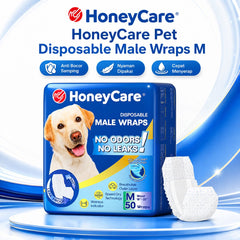 HONEYCARE Popok Anjing Jantan Pet Disposable Male Wrap M 50pcs Dog Sanitation NoBrand 
