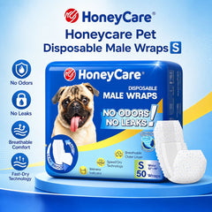HONEYCARE Popok Anjing Jantan Pet Disposable Male Wrap S 50pcs Dog Sanitation NoBrand 
