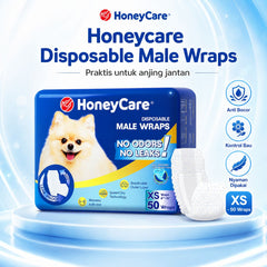 HONEYCARE Popok Anjing Jantan Pet Disposable Male Wrap XS 50pcs Dog Sanitation NoBrand 