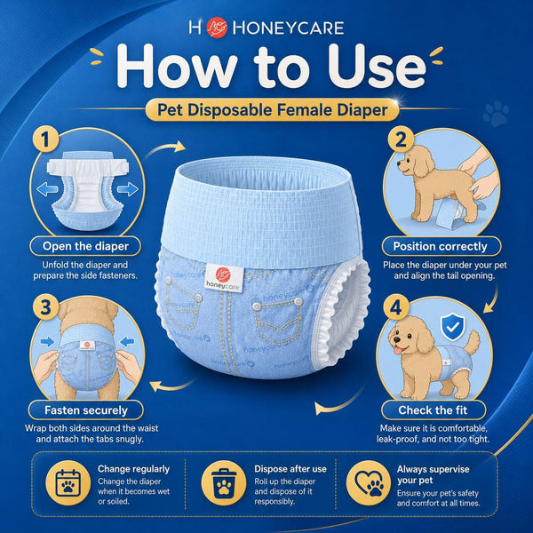 HONEYCARE Popok Anjing Pet Disposable Female Diaper All Absorb XS Dog Sanitation NoBrand 