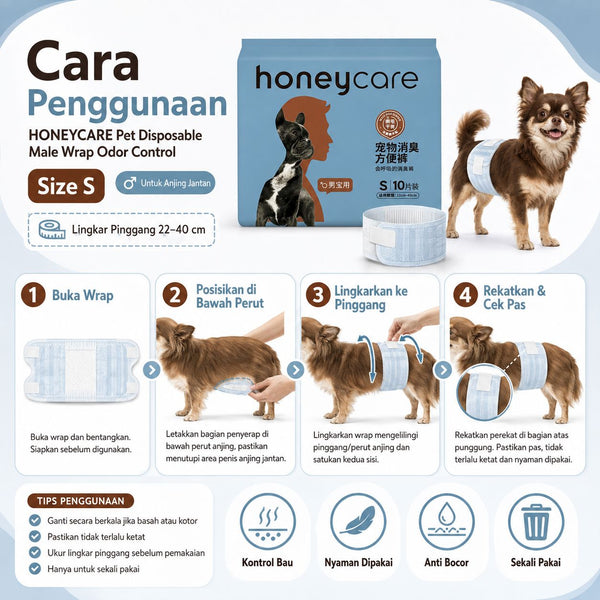 HONEYCARE Popok Anjing Pet Disposable Male Wrap Odor Control XLarge Dog Sanitation NoBrand 
