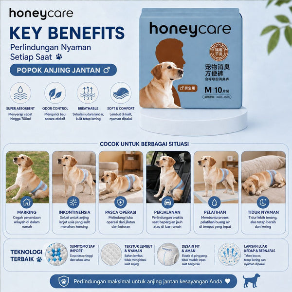 HONEYCARE Popok Anjing Pet Disposable Male Wrap Odor Control XS Dog Sanitation NoBrand 