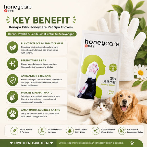 HONEYCARE Sarung Tangan Basah Pet Disposable SPA Gloves Grooming Supplies NoBrand 