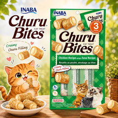 INABA Snack Kucing Churu Bites Chicken Recipe Wraps Tuna Recipe 30gr no type Tidak ada merek 