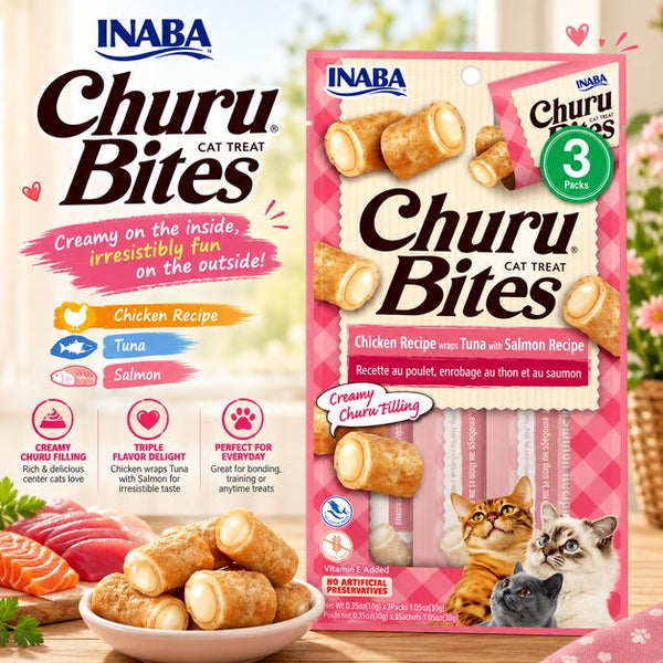 INABA Snack Kucing Churu Bites Chicken Wraps Tuna Salmon 30gr no type Tidak ada merek 
