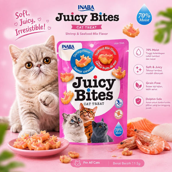 INABA Snack Kucing Juicy Bites Shrimp And Seafood Mix Flavor 11.3g no type Tidak ada merek 