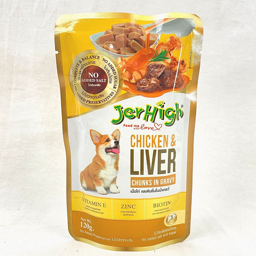 JERHIGH Makanan Anjing Pouch Chicken and Liver 120gr no type Tidak ada merek 