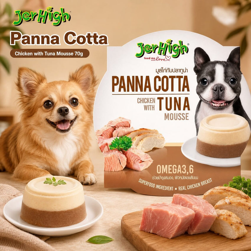 JERHIGH Makanan Basah Anjing PannaCotta Chicken Tuna Mousse 70g no type Tidak ada merek 