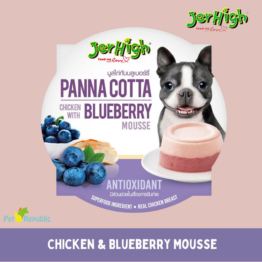 JERHIGH Pannacotta Chicken Blueberry Mousse 70g Hobi & Koleksi > Perawatan Hewan > Makanan & Vitamin Hewan Jerhigh 